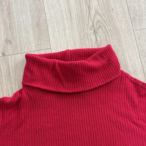 Garage Red Ribbed Cropped Turtleneck - Picture 3 of 4